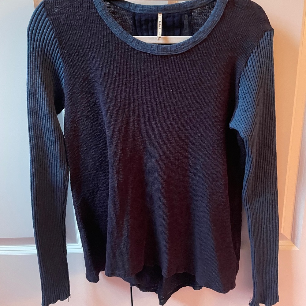 Color-Block Sweater with Flannel Pannel